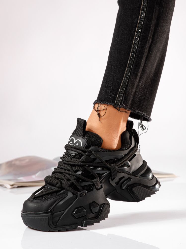 Női fekete Eva textil tornacipő #24082