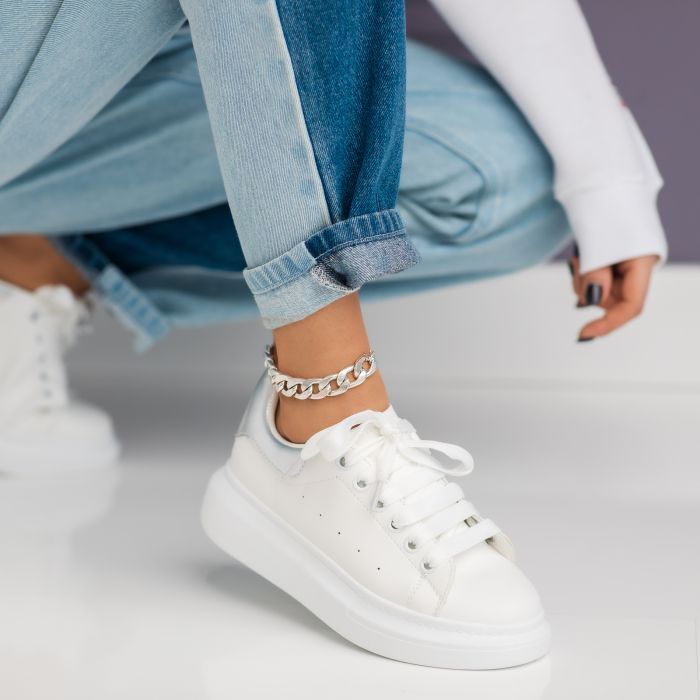 Női fehér sportcipő ekológikus bőrből Raya #24198