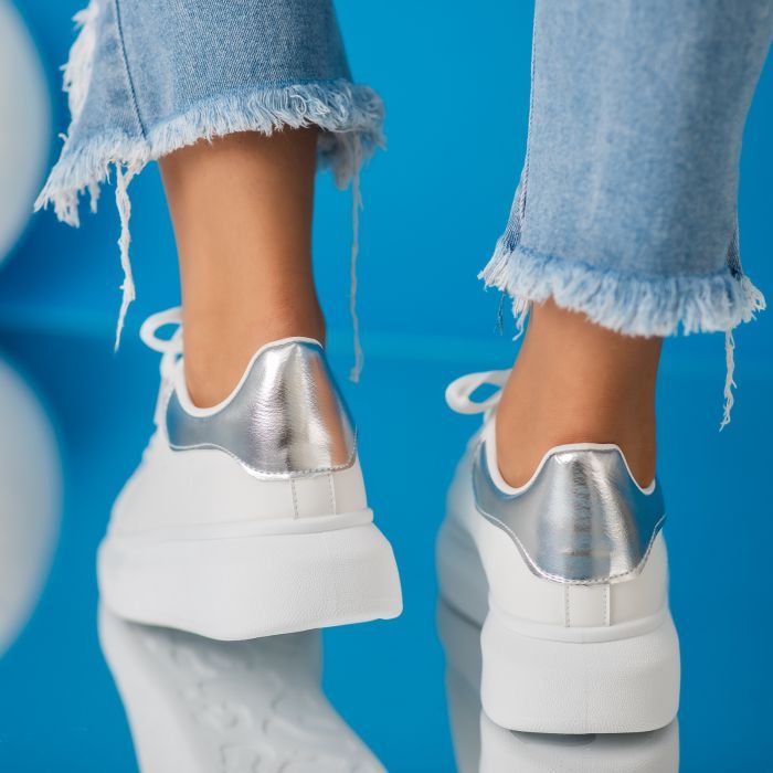 Női fehér sportcipő ekológikus bőrből Raya #24198