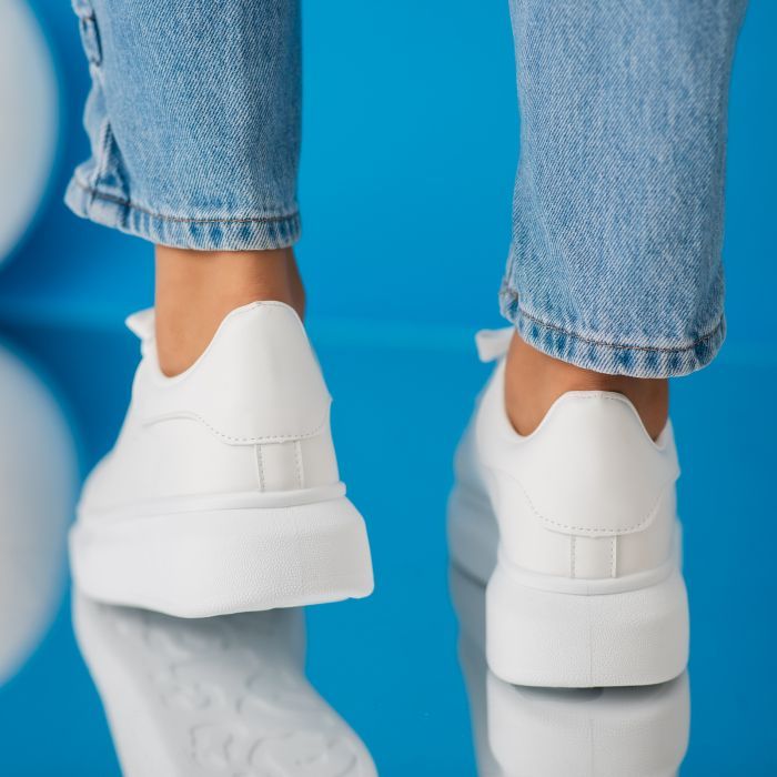 Női fehér sportcipő ekológikus bőrből Raya #24199