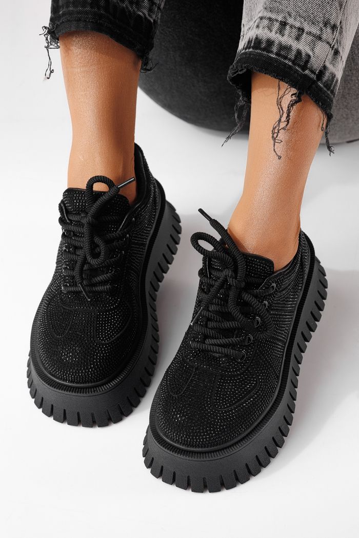 Női sportcipők fekete textil anyagból készült Ellania #24092