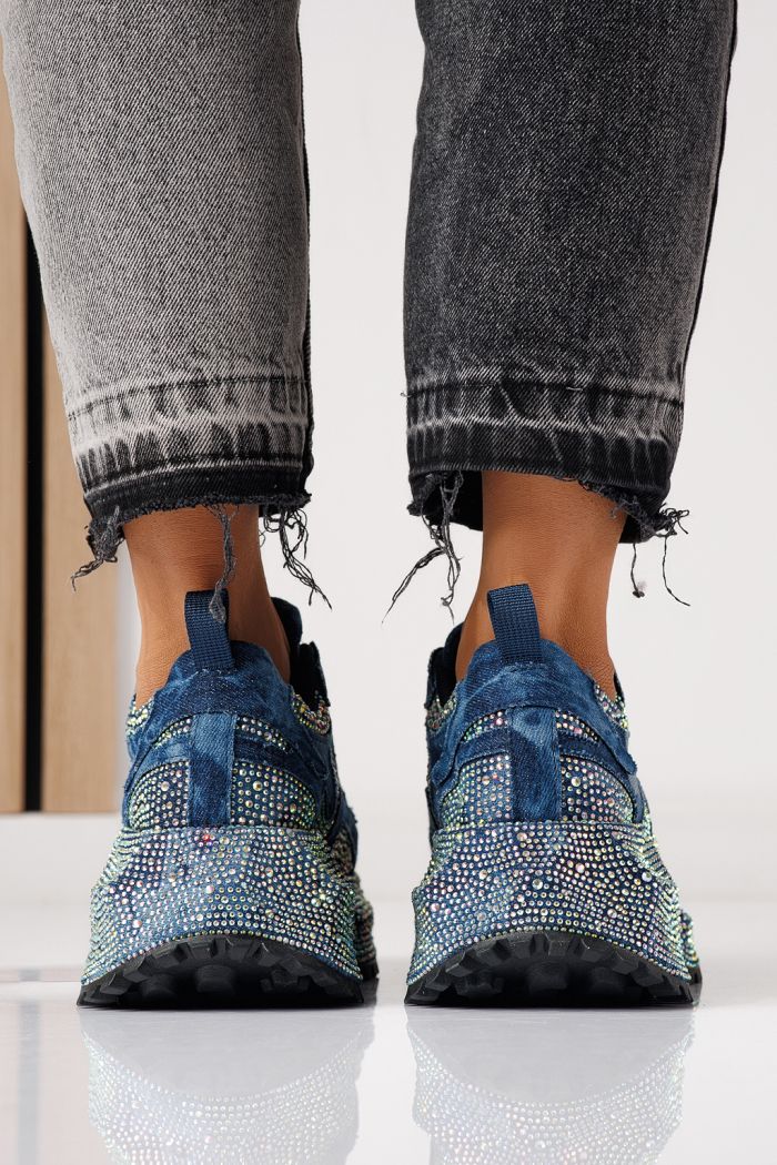 Női sportcipők sötétkék textil anyagból készült Evelin #24088