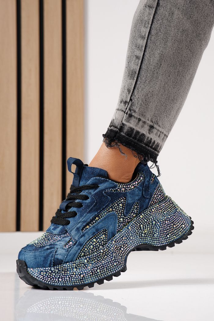 Női sportcipők sötétkék textil anyagból készült Evelin #24088