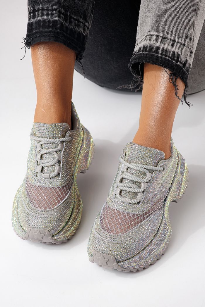 Női sportcipők szürke környezetbarát velúr bőrből készült Gabriela #24103