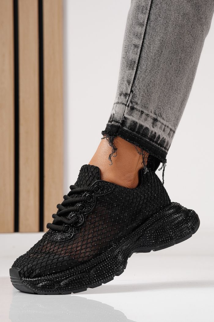 Női sportcipők fekete textil anyagból készült Cataleya #24066