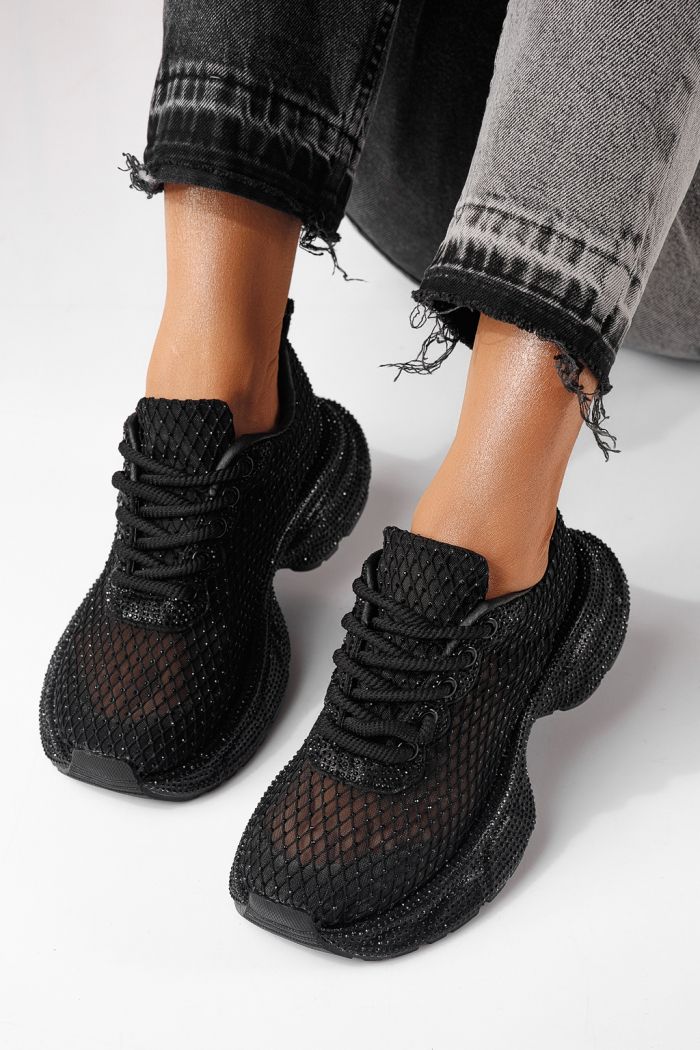 Női sportcipők fekete textil anyagból készült Cataleya #24066