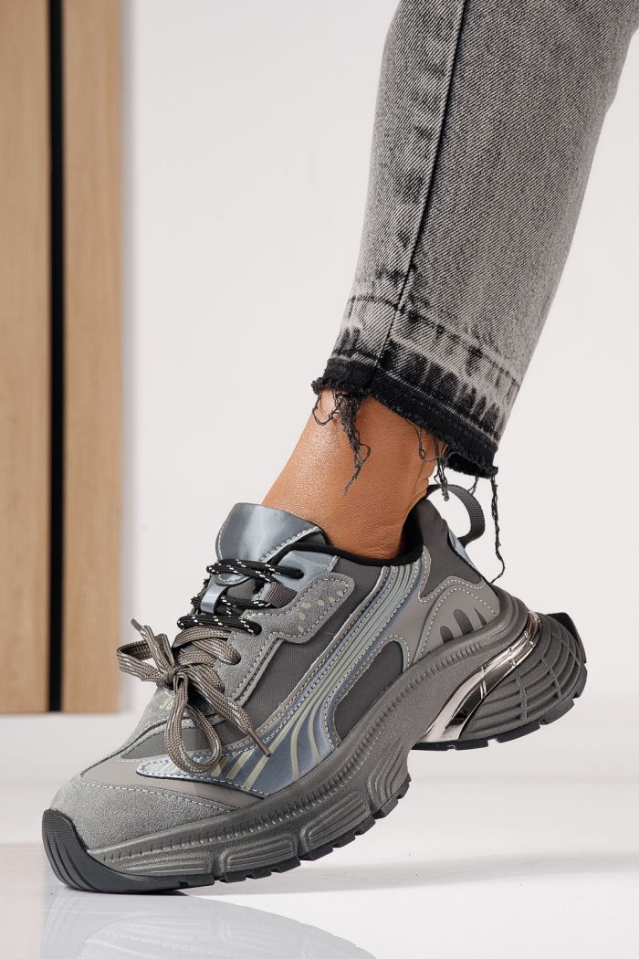 Női sportcipők szürke öko bőrből készült Denisa #24074