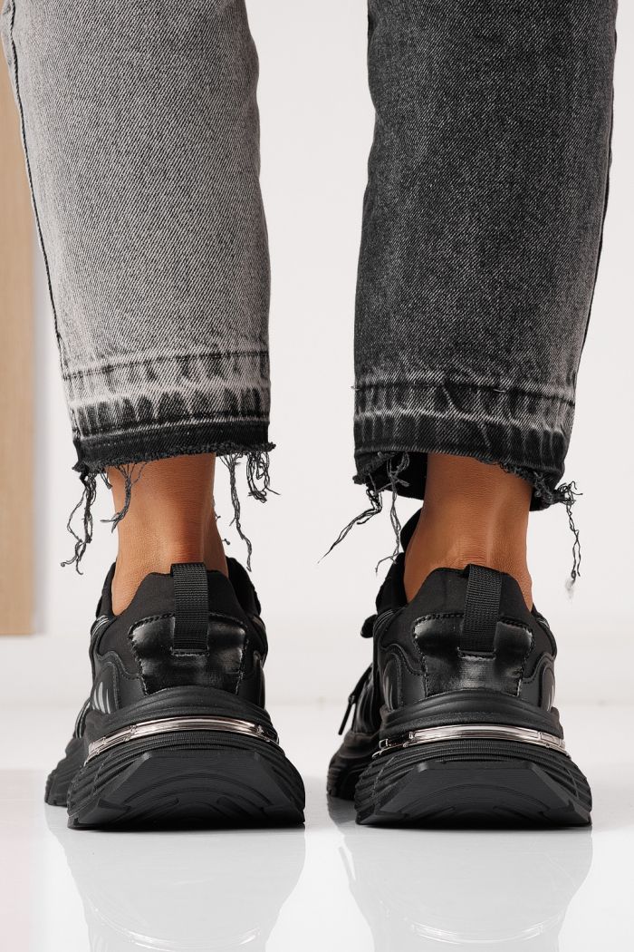 Női sportcipők fekete öko bőrből készült Denisa #24073