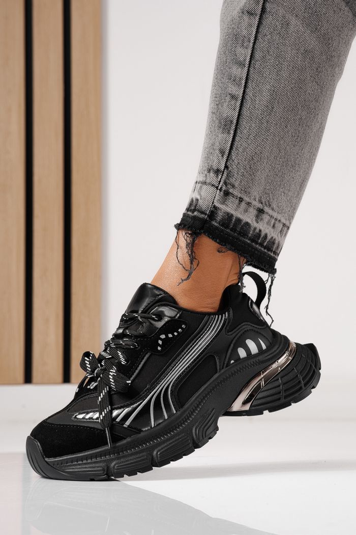 Női sportcipők fekete öko bőrből készült Denisa #24073