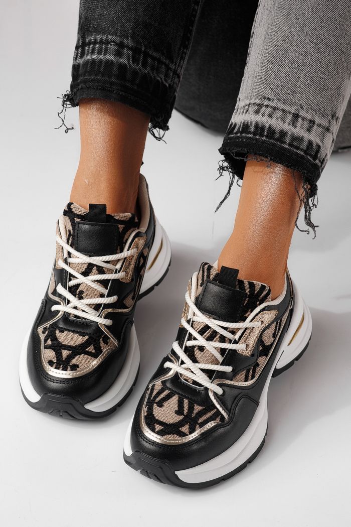 Női sportcipők fekete öko bőrből készült Karla #24134