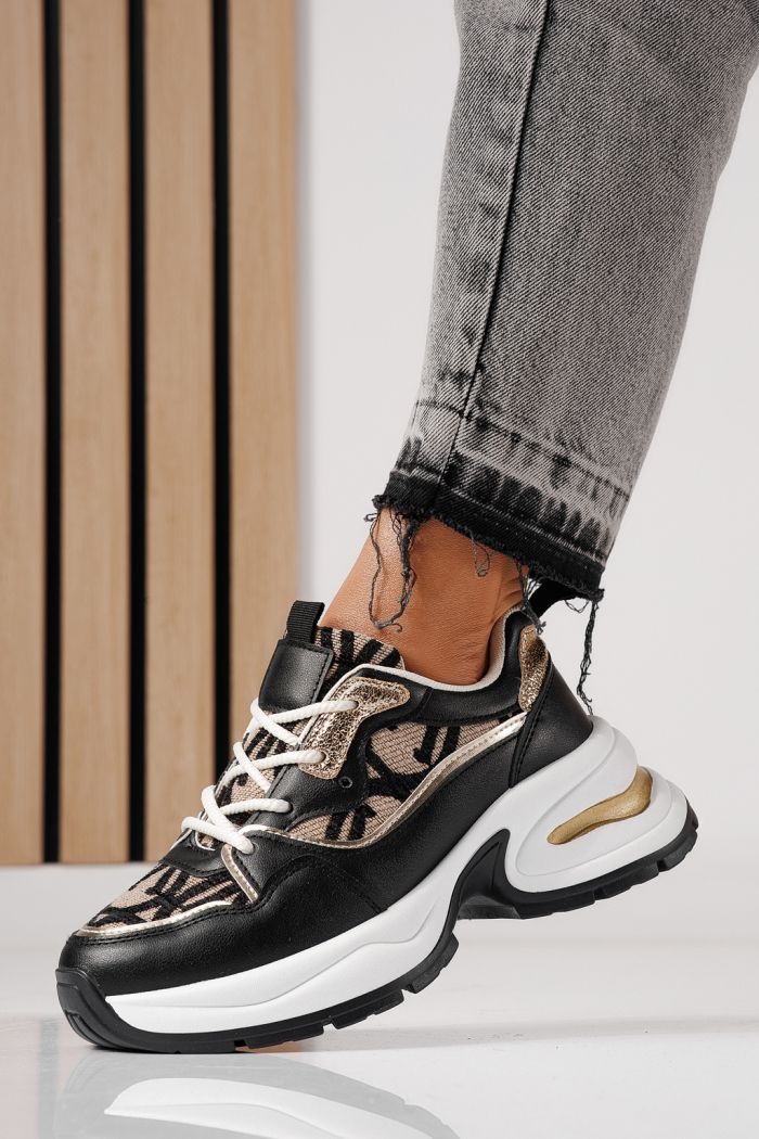 Női sportcipők fekete öko bőrből készült Karla #24134