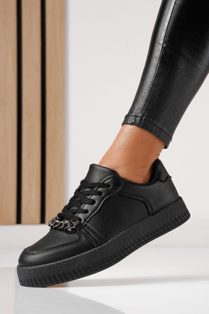 Női sportcipők fekete öko bőrből készült Olivia #24169