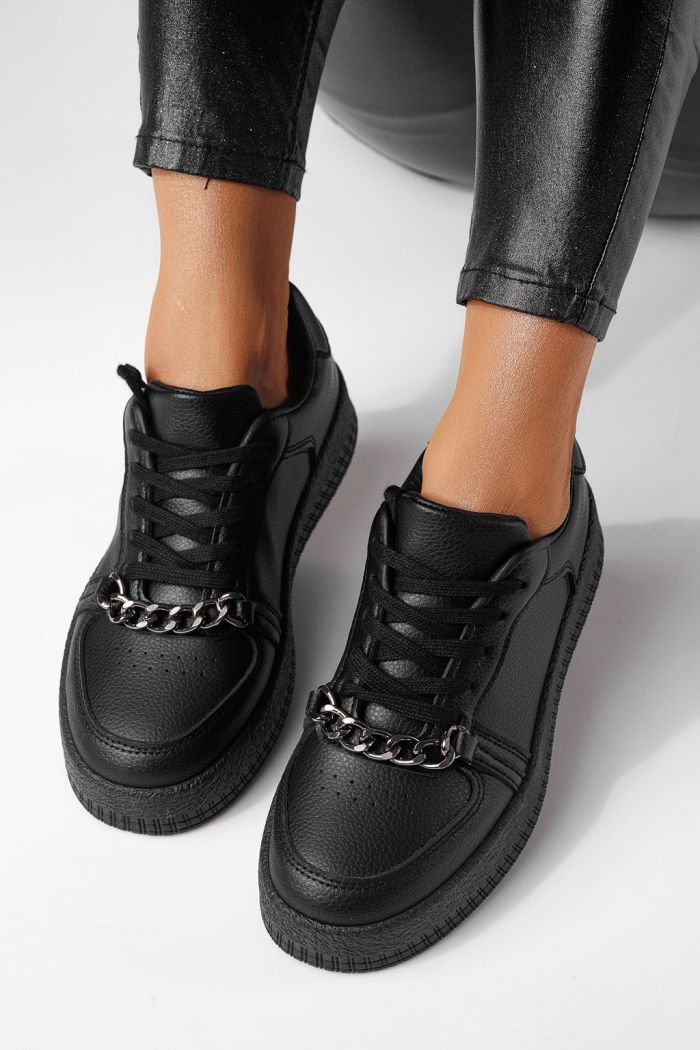 Női sportcipők fekete öko bőrből készült Olivia #24169