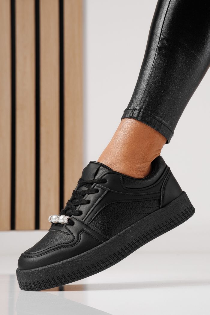 Női sportcipők fekete öko bőrből készült Oana #24171