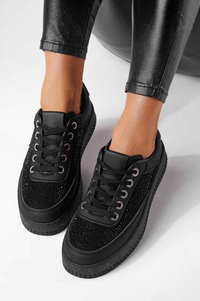 Női sportcipők fekete öko bőrből készült Rania #24177