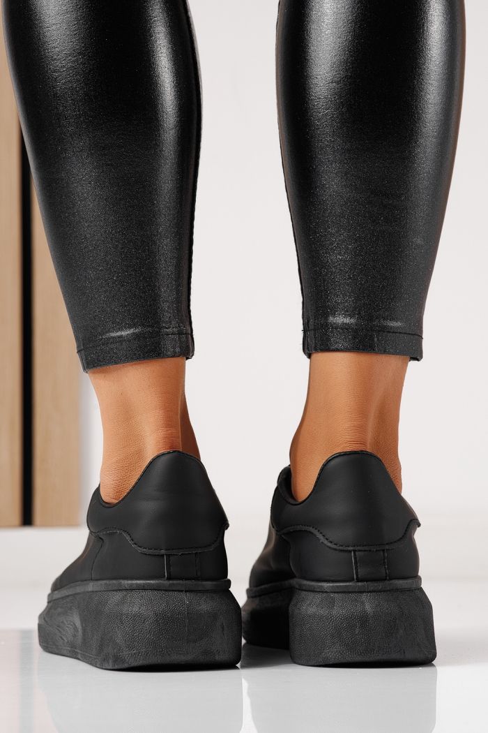 Női fekete ekológikus bőr tornacipő Raya #24197