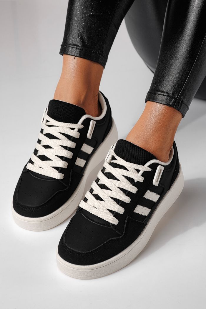 Női sportcipők fekete öko bőrből készült Iris #24192