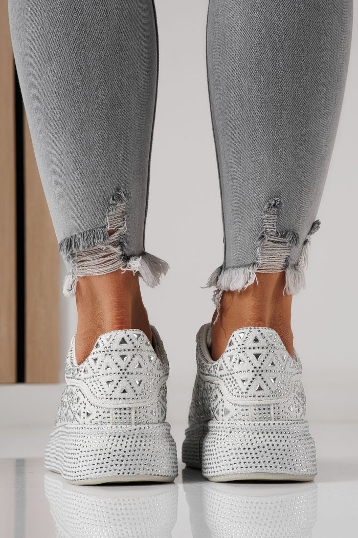 Női sportcipők fehér környezetbarát velúr bőrből készült Iris #24115