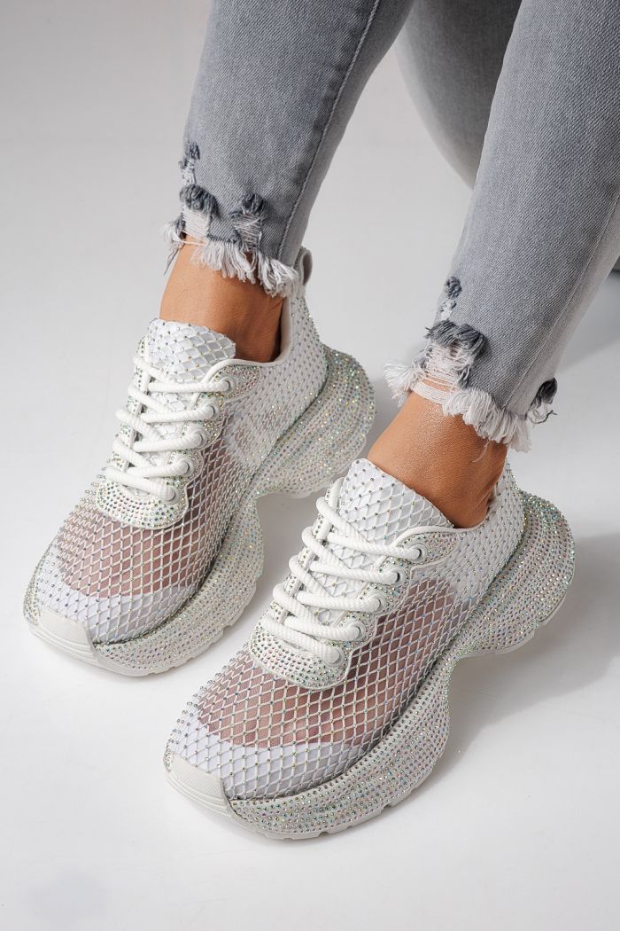 Női sportcipők fehér textil anyagból készült Cataleya #24065