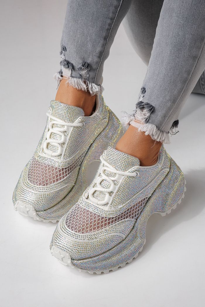 Női sportcipők fehér környezetbarát velúr bőrből készült Gabriela #24104