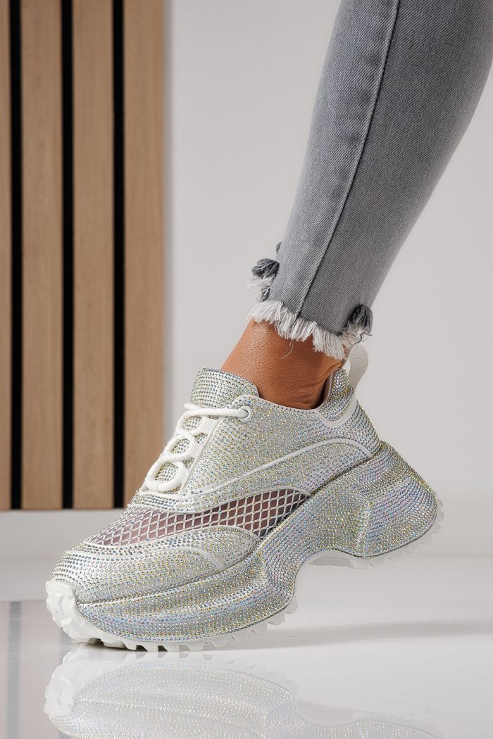 Női sportcipők fehér környezetbarát velúr bőrből készült Gabriela #24104