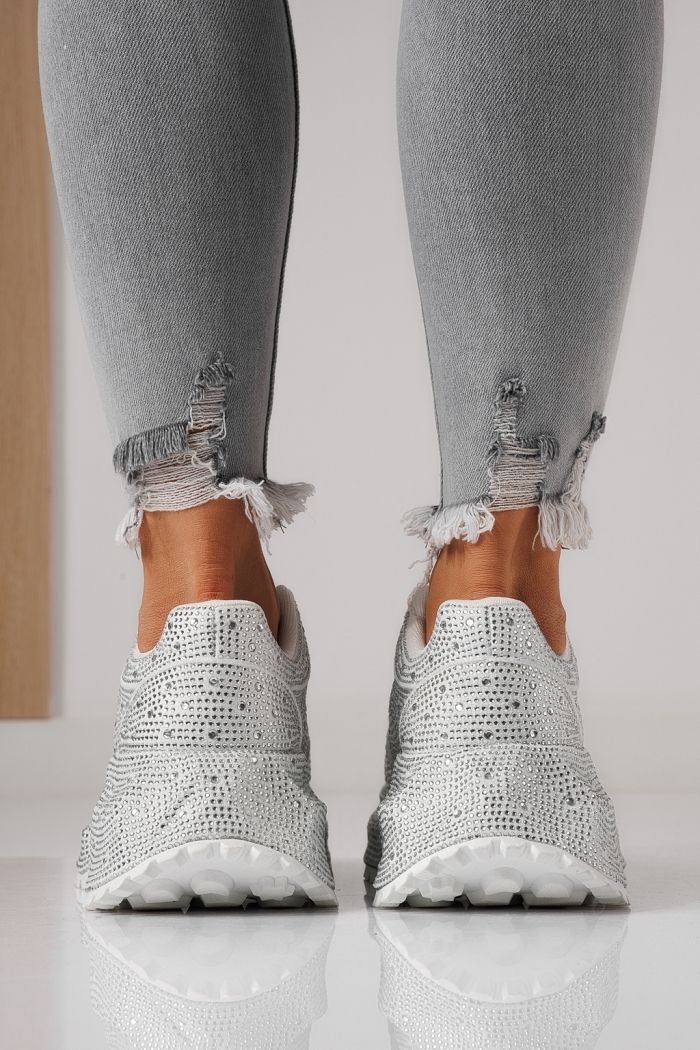 Női sportcipők fehér környezetbarát velúr bőrből készült Iulia #24108