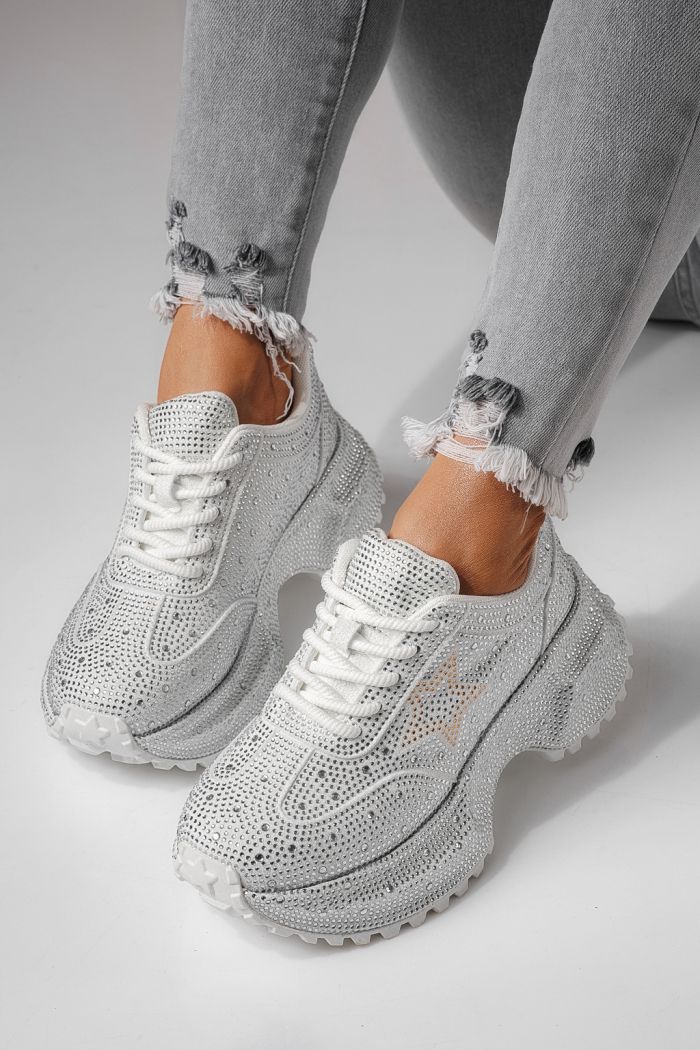 Női sportcipők fehér környezetbarát velúr bőrből készült Iulia #24108