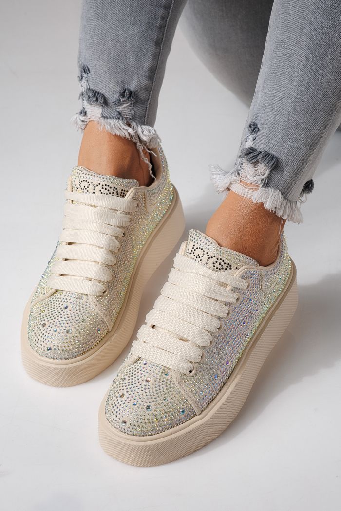 Női sportcipők bézs textil anyagból készült Ellania #24091