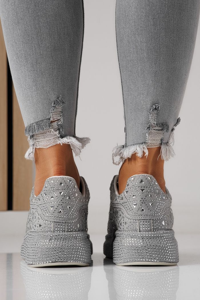 Női sportcipők szürke környezetbarát velúr bőrből készült Iris #24114