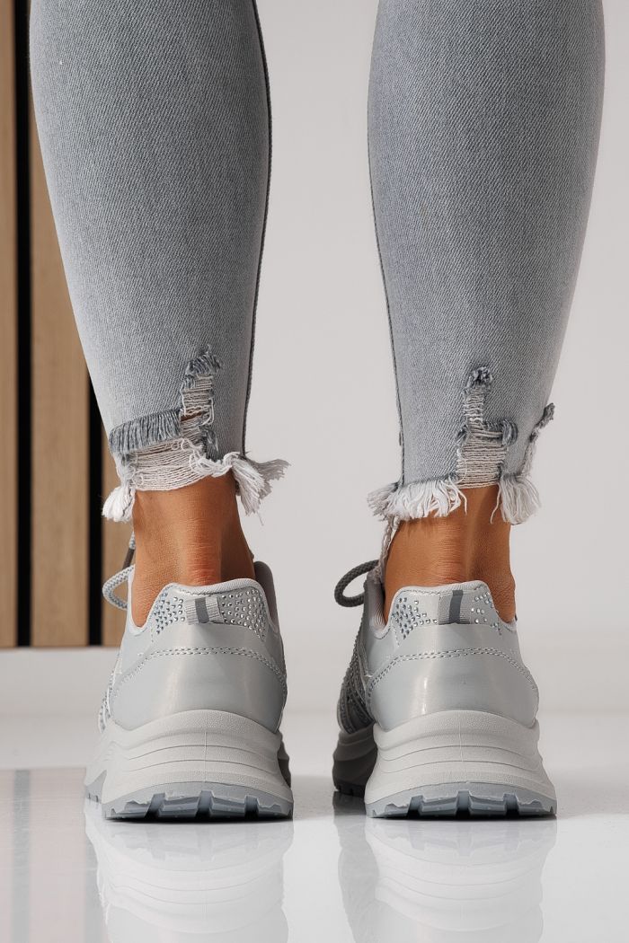 Női sportcipők szürke öko bőrből készült Carolina #24060