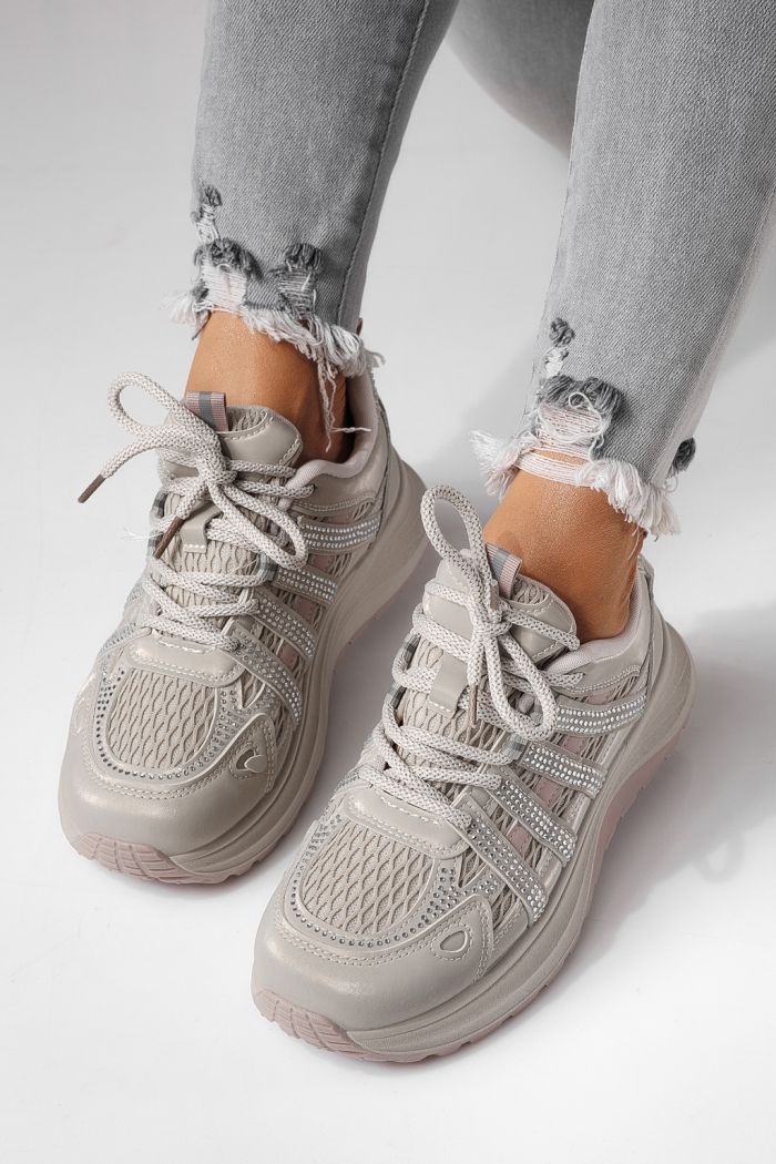 Női sportcipők khaki öko bőrből készült Carolina #24058