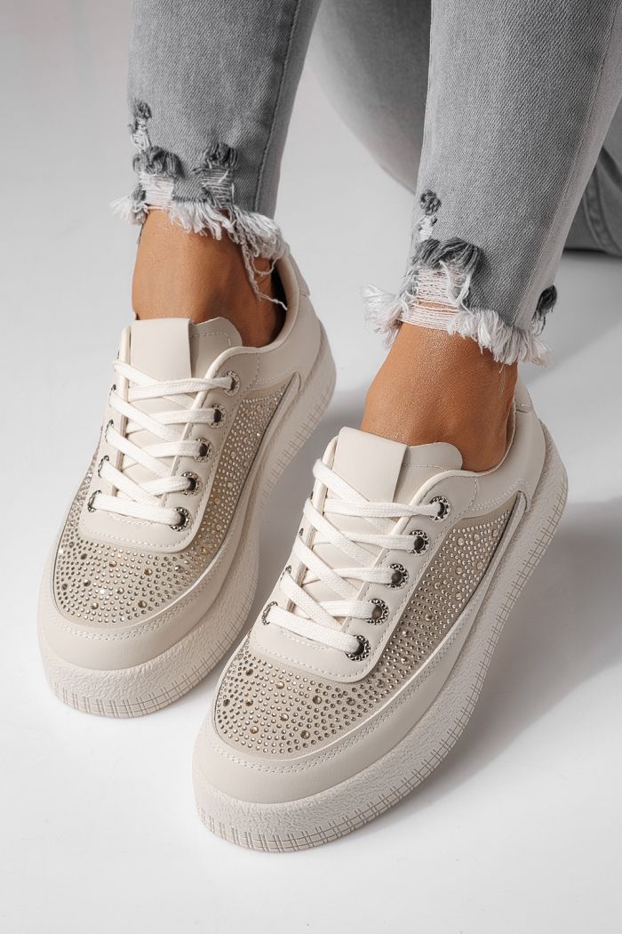 Női sportcipők bézs öko bőrből készült Rania #24175