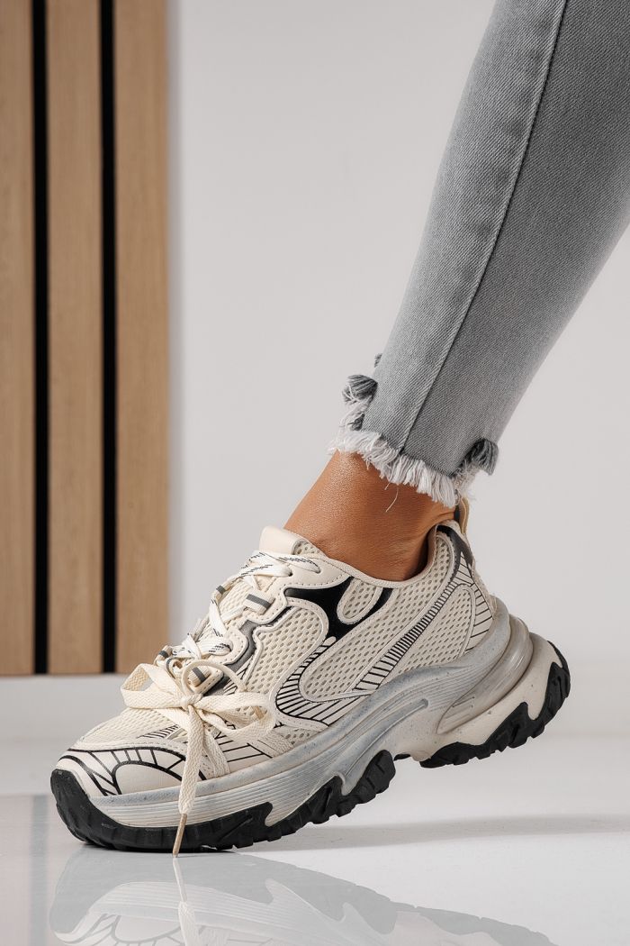 Női sportcipők bézs textil anyagból készült Laura #24143