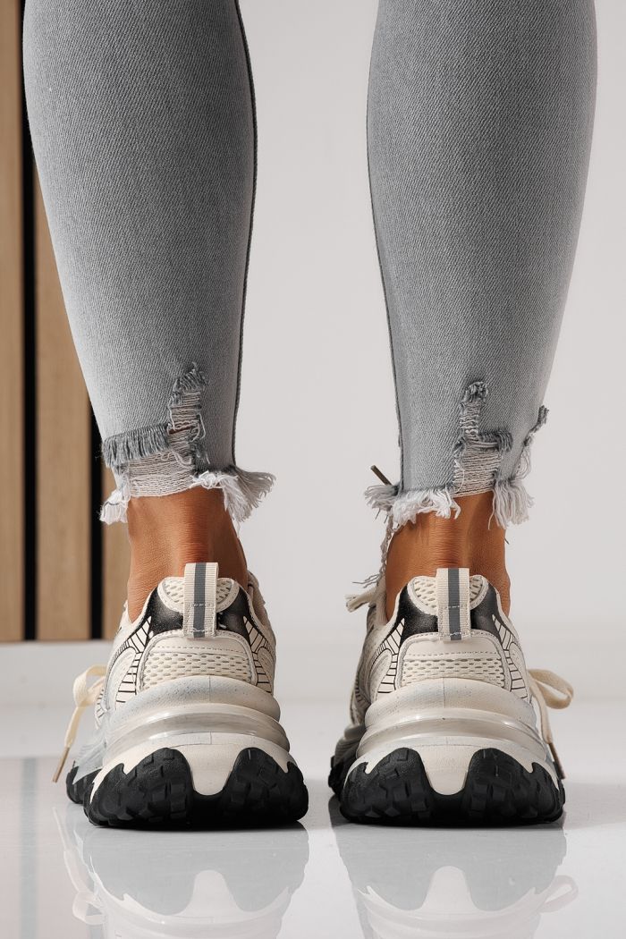 Női sportcipők bézs textil anyagból készült Laura #24143