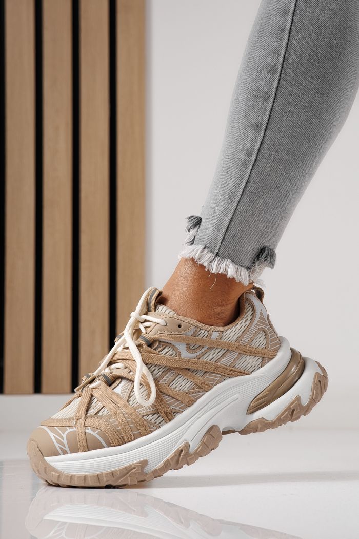 Női sportcipők khaki textil anyagból készült Jullya #24131