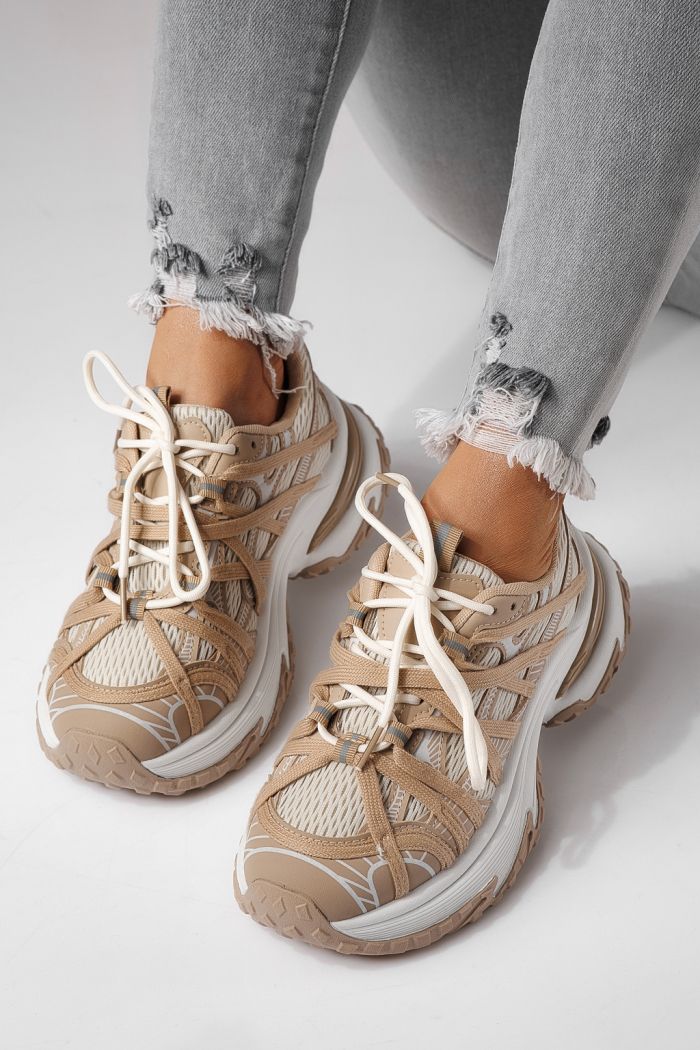 Női sportcipők khaki textil anyagból készült Jullya #24131