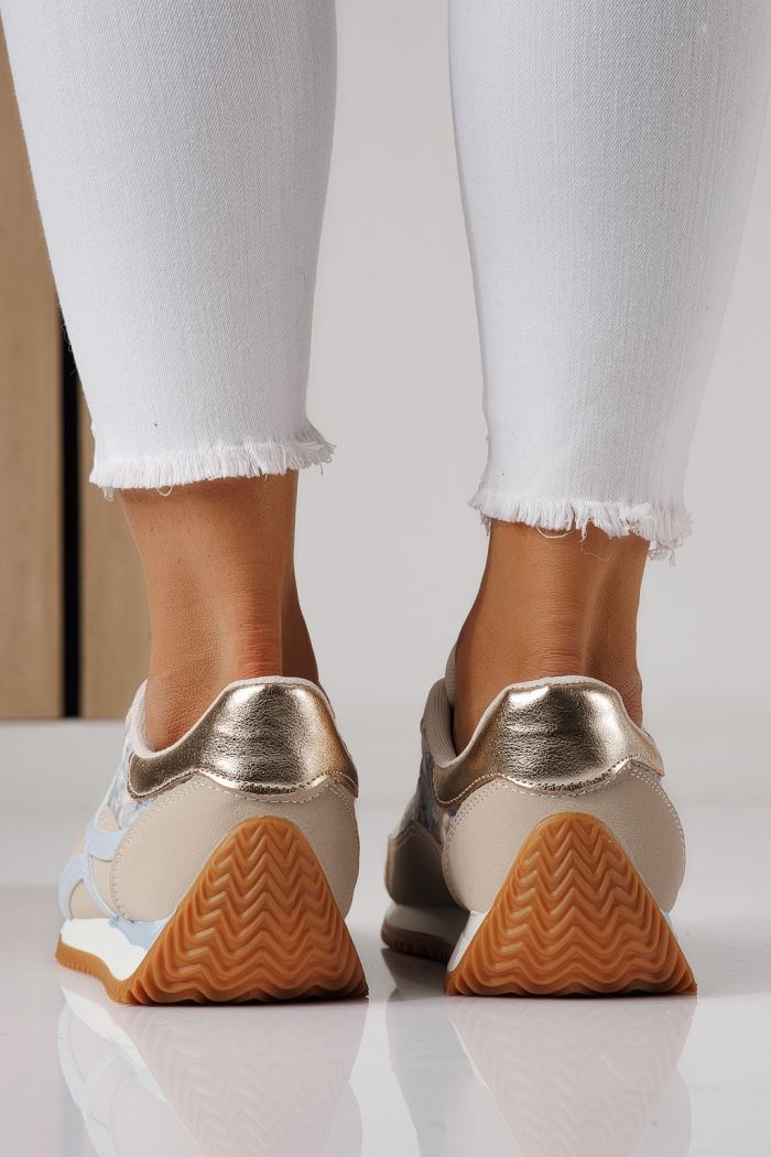 Női sportcipők kék öko bőrből készült Jesica #24124