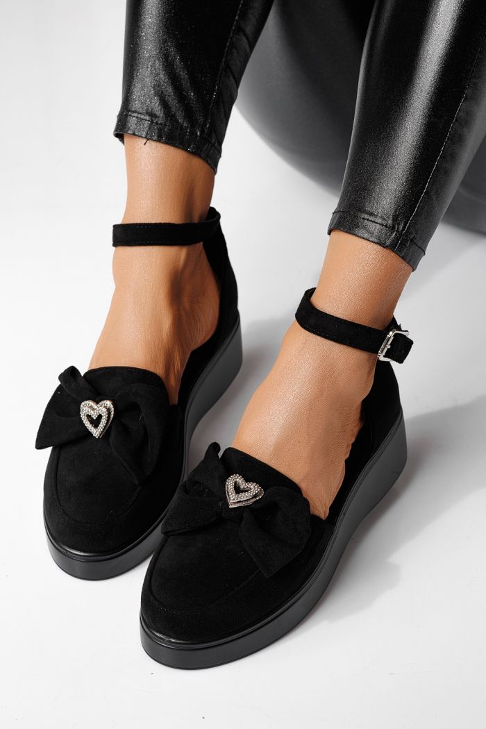 Női alkalmi cipők fekete környezetbarát velúr bőrből készült Felicia #24102
