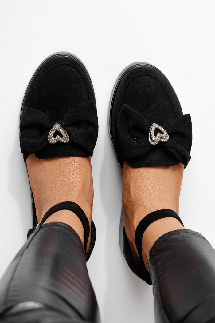 Női alkalmi cipők fekete környezetbarát velúr bőrből készült Felicia #24102