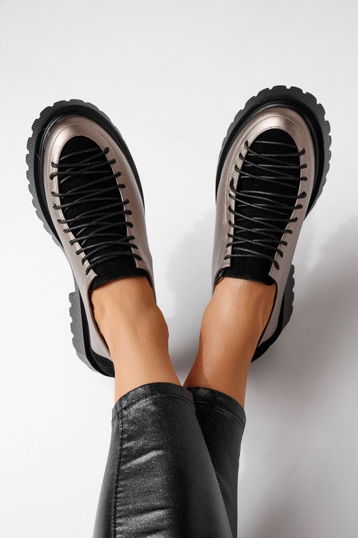 Női alkalmi cipők szürke öko bőrből készült Elisa #24099