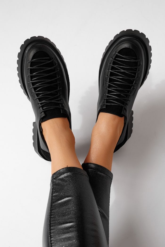 Női alkalmi cipők fekete öko bőrből készült Elisa #24098