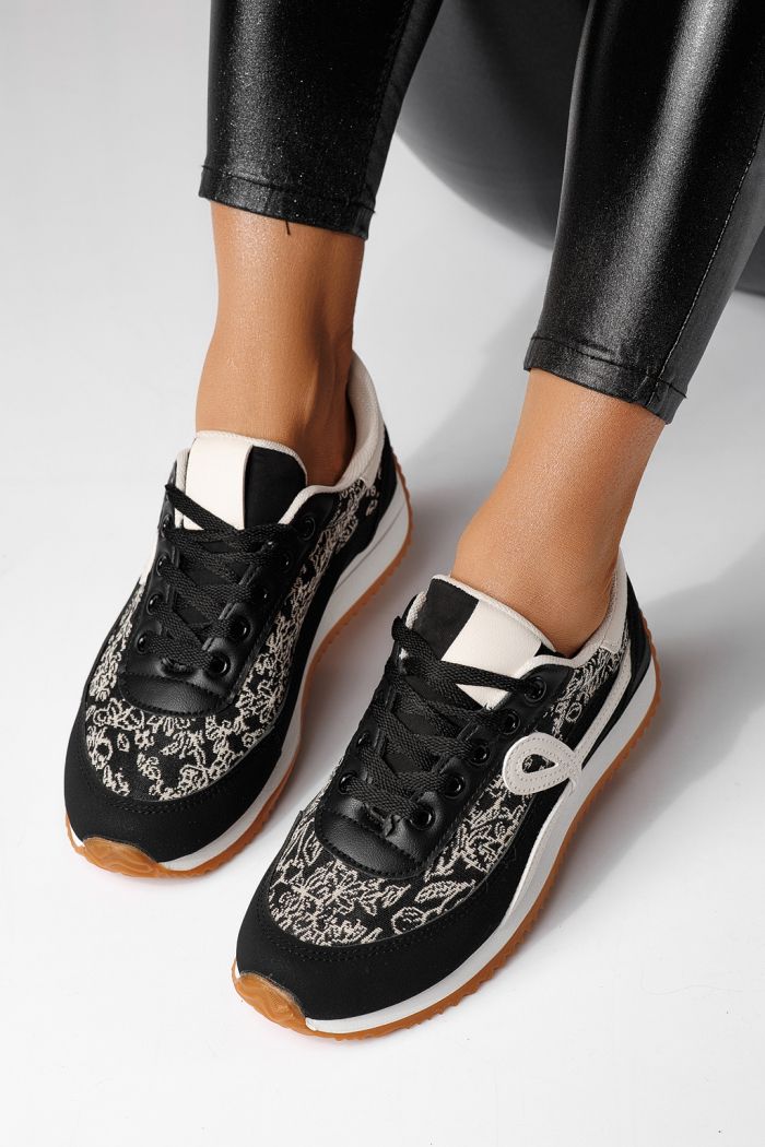 Női sportcipők fekete öko bőrből készült Jesica #24125