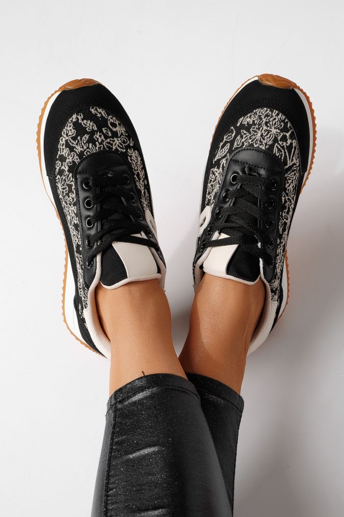 Női sportcipők fekete öko bőrből készült Jesica #24125