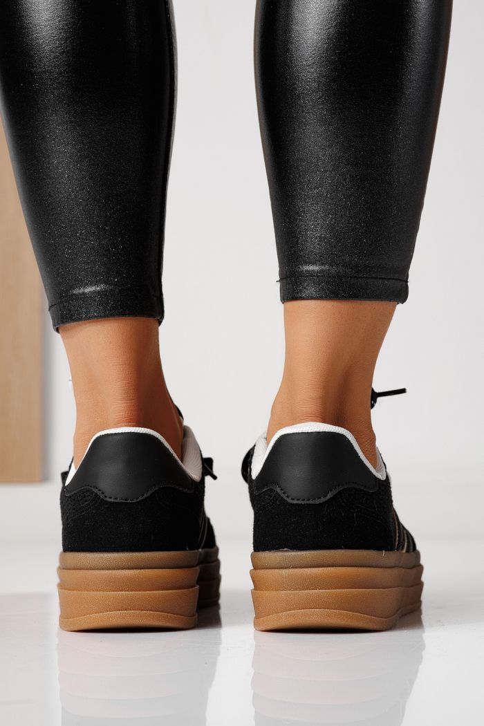 Női sportcipők fekete környezetbarát velúr bőrből készült Karina #24136