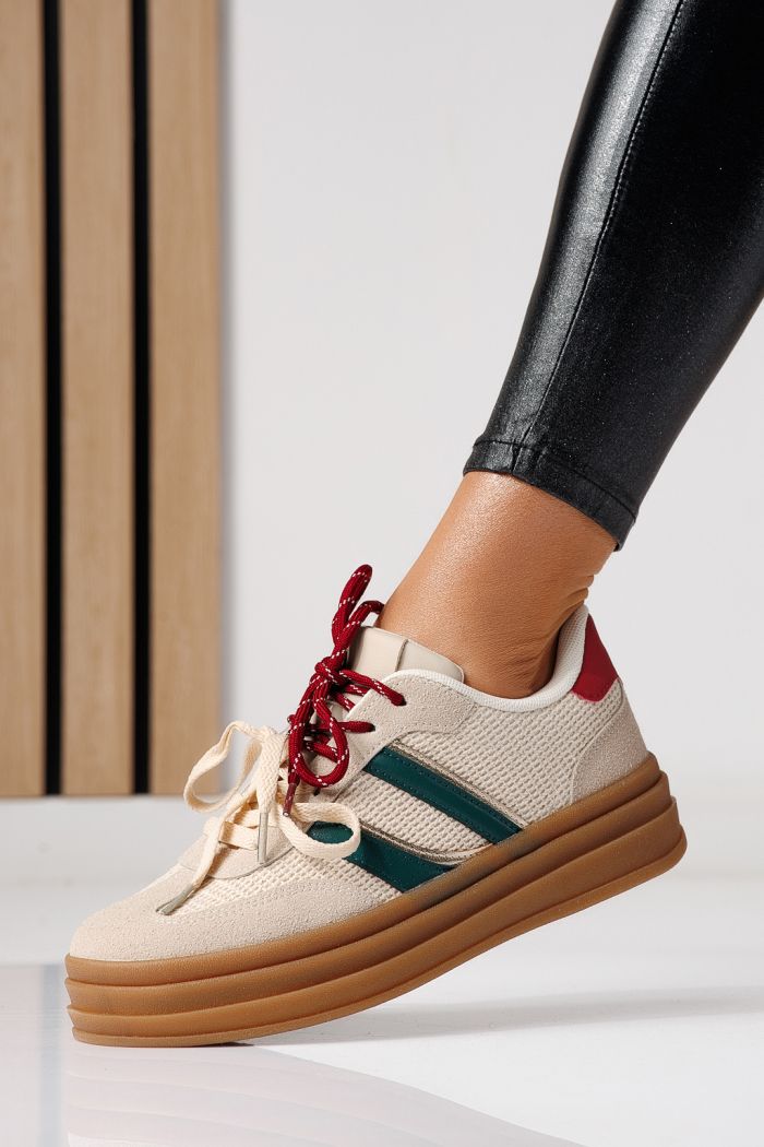 Női sportcipők piros környezetbarát velúr bőrből készült Karina #24137