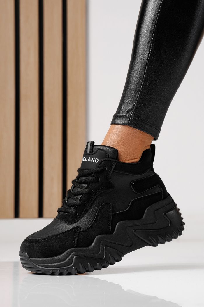 Női sportcipők fekete öko bőrből készült Maya #24159