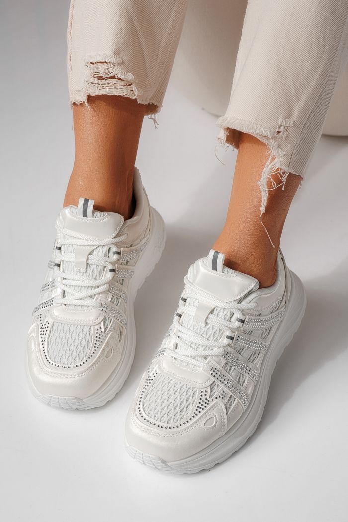 Női sportcipők fehér öko bőrből készült Carolina #24061