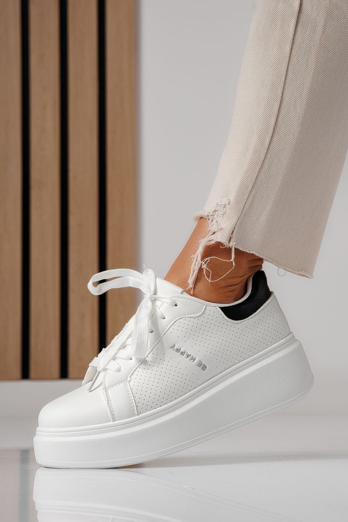 Női platformcipők fehér öko bőrből készült Ada #24002