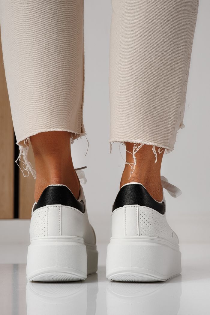 Női platformcipők fehér öko bőrből készült Ada #24002