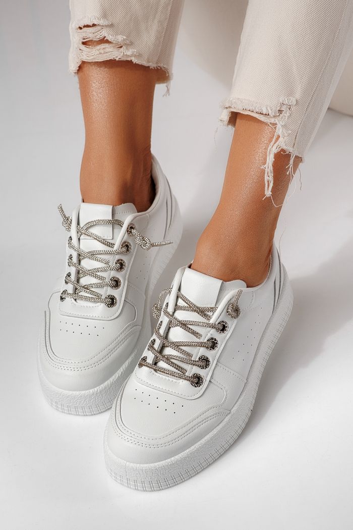 Női sportcipők fehér öko bőrből készült Nicole #24166